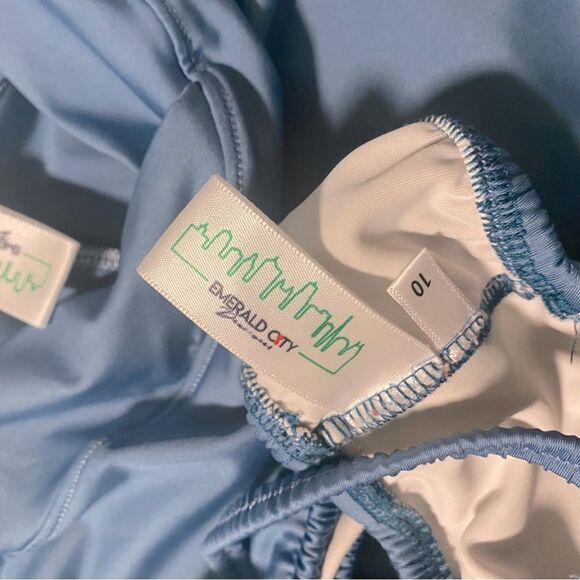 Custom made solo dance costume blue flair pants top rhinestone 2 piece set - 10 - Picture 14 of 15